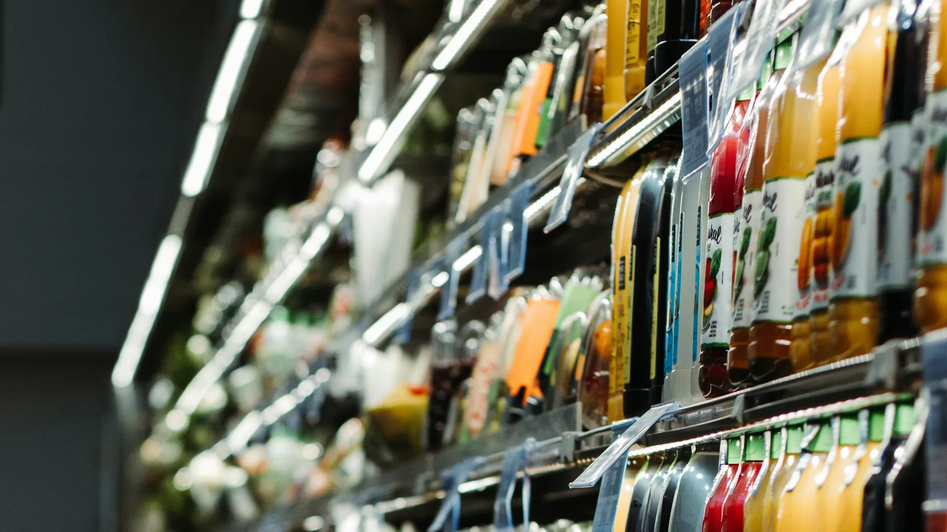 Retail shelves with neatly arranged products